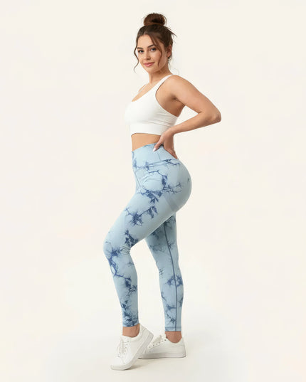 Leggings de yoga sin costuras con efecto tie-dye para mujeres