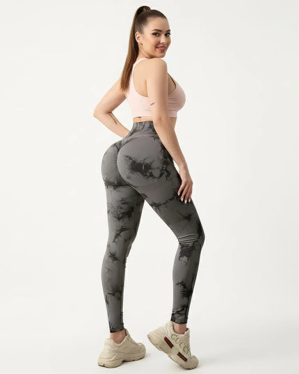Leggings de yoga sin costuras con efecto tie-dye para mujeres