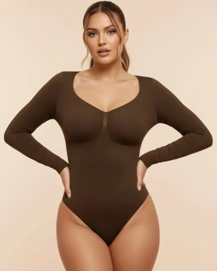 FEMORA™ Shaping Bodysuit – V-Neck, Contouring, Tummy Control & Natural Push-Up Effect