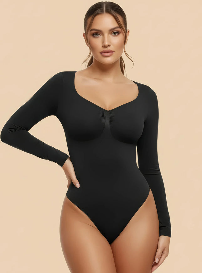 FEMORA™ Shaping Bodysuit – V-Neck, Contouring, Tummy Control & Natural Push-Up Effect