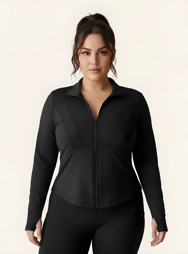 Slim yoga jacket with stand-up collar – Long sleeves