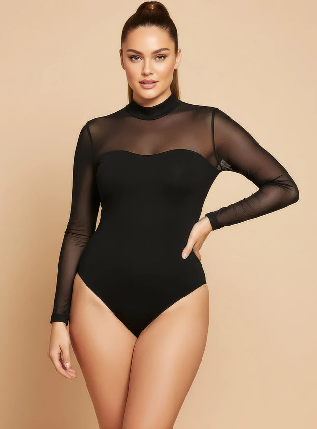 Figurformender Jumpsuit aus schwarzem Mesh · Eleganter & figurbetonter Einteiler