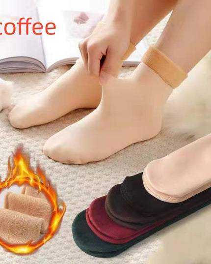 Warm and thick mid-calf plush snow socks for winter