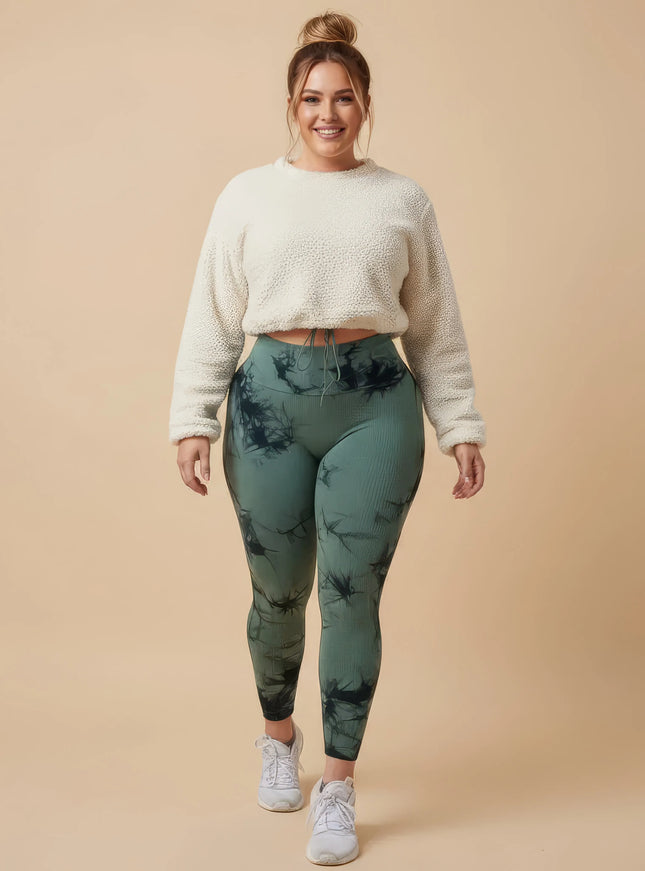 Nahtlose Yoga-Leggings mit Batik-Effekt für Damen