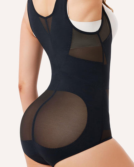 Postpartum Belly Contracting Corset Mesh Body Shaping Jumpsuit