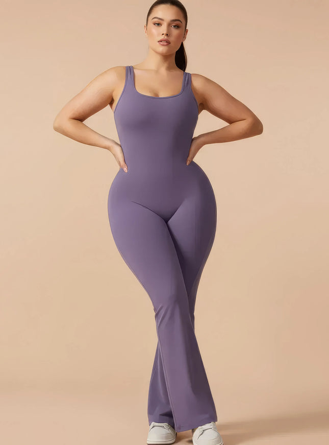 FEMORA Flared Sleeveless Yoga Jumpsuit for Women