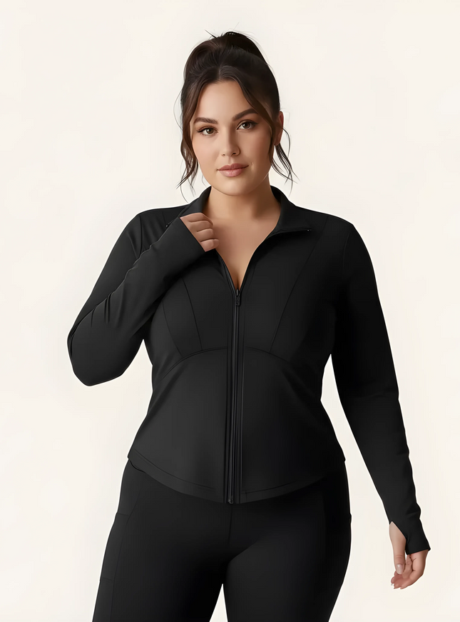 Slim yoga jacket with stand-up collar – Long sleeves