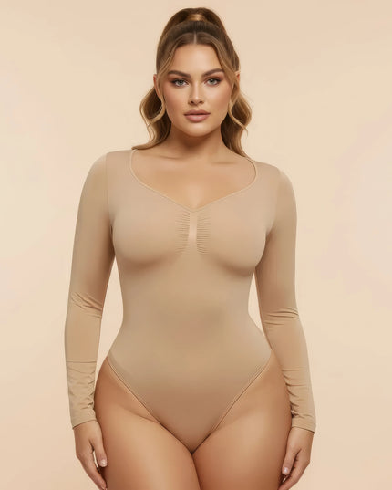 FEMORA™ Shaping Bodysuit – V-Neck, Contouring, Tummy Control & Natural Push-Up Effect