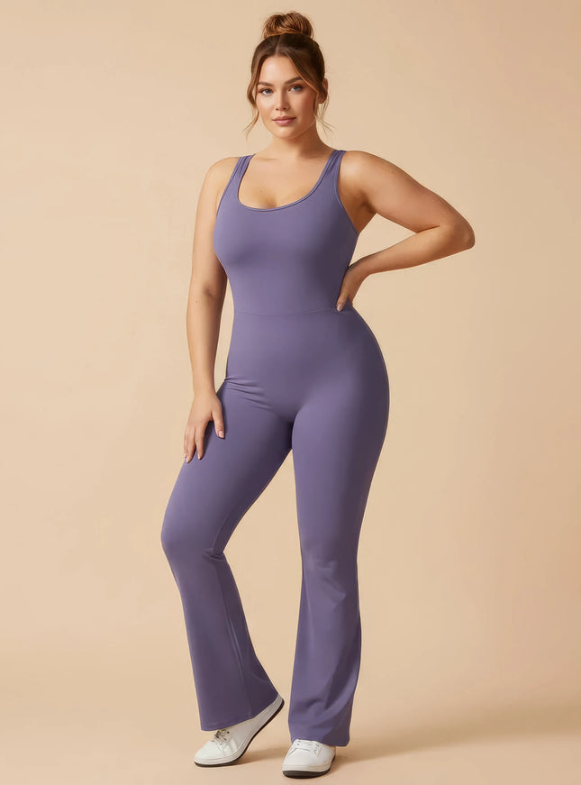 FEMORA Flared Sleeveless Yoga Jumpsuit for Women
