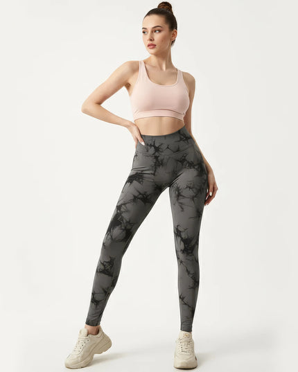 Leggings de yoga sin costuras con efecto tie-dye para mujeres