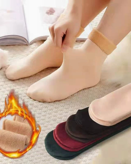 Warm and thick mid-calf plush snow socks for winter