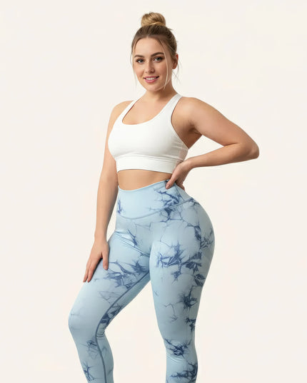 Leggings de yoga sin costuras con efecto tie-dye para mujeres