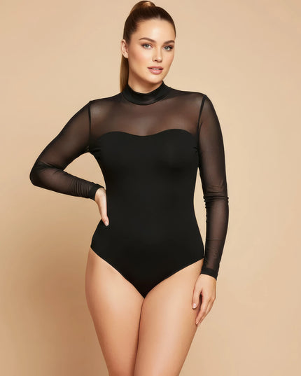 Sculpting Mesh Jumpsuit Black · Elegant & Shaping One-Piece