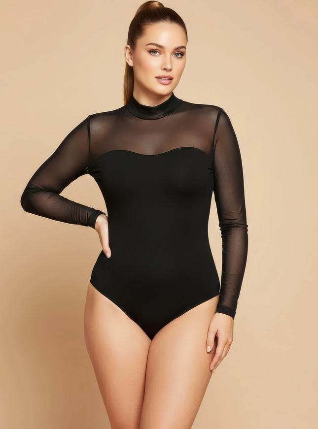 Figurformender Jumpsuit aus schwarzem Mesh · Eleganter & figurbetonter Einteiler