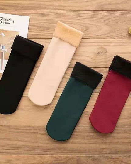 Warm and thick mid-calf plush snow socks for winter