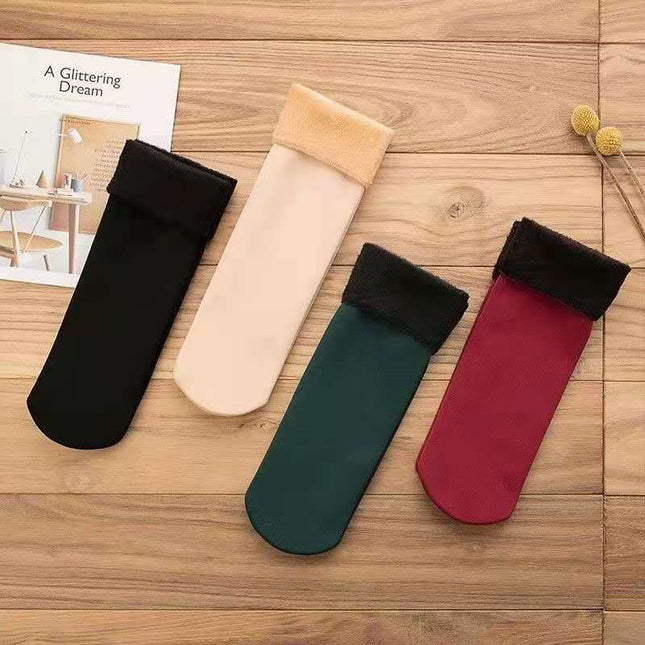 Warm and thick mid-calf plush snow socks for winter