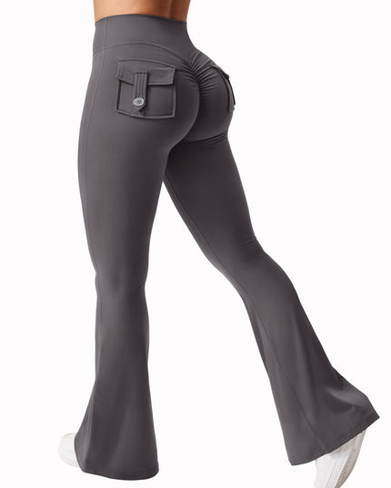 High-waisted fitness pants with cargo pockets