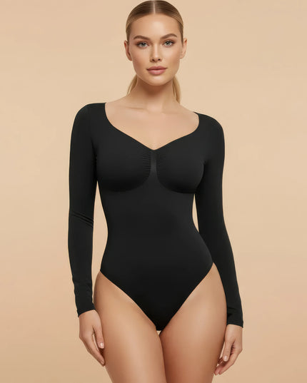 FEMORA™ Shaping Bodysuit – V-Neck, Contouring, Tummy Control & Natural Push-Up Effect