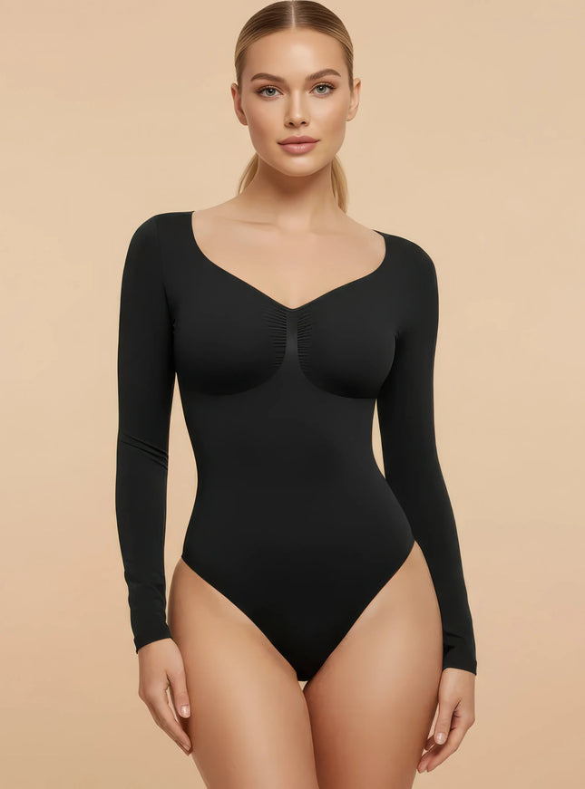 FEMORA™ Shaping Bodysuit – V-Neck, Contouring, Tummy Control & Natural Push-Up Effect